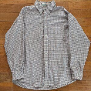 Vintage LL Bean Shirt Mens 17-35 Red Blue‎ Check Single Needle Tailoring Pocket